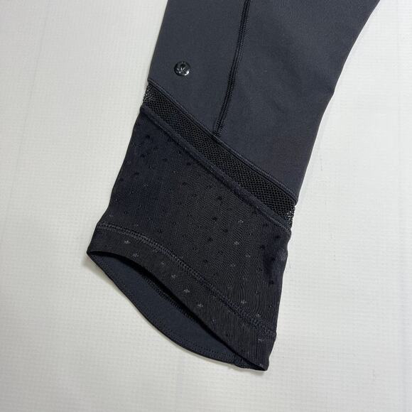 Lululemon Just Breathe Crop Leggings SIZE 6 Black Mesh Panel Pocket Yoga Pants - Picture 11 of 12